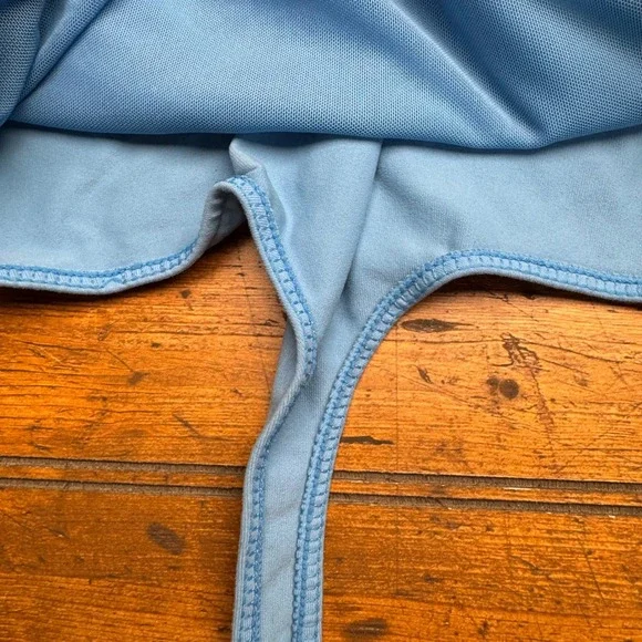 Free People Light Blue V Neck Thong Bodysuit Snap Closure Women's Size medium - Picture 3 of 6